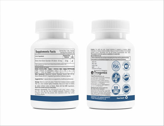 Trexgenics Boron 6 mg from Boron Glycinate 50 mg Multi-action Mineral, Bone, Cognitive Function & Joint Health (60 Veg Capsules)