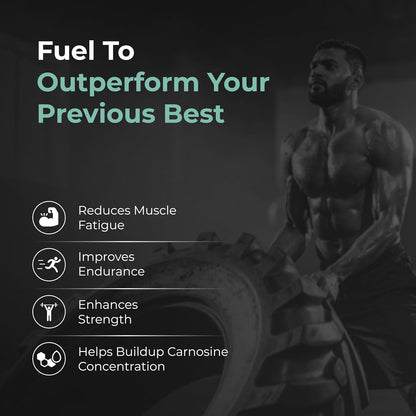 Nutrabay Pure 100% Beta Alanine Powder 2500mg, Pre Workout Amino Acid Supplement for Improved Endurance & Fatigue Reduction | Free from Steroids, Preservatives & Banned Substances - 100g, Unflavoured