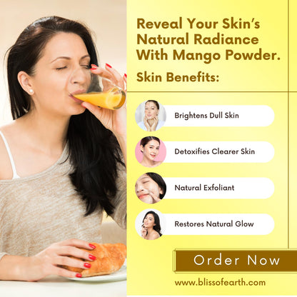 Bliss of Earth 200gm Mango Powder Natural Spray Dried king of fruits Vitamin A,C,K Rich for Smoothie,Shake,juice, cake and ice cream
