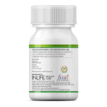 INLIFE Neem Oil 350mg with Peppermint Oil 150mg | Digestive Health & Skin, Hair Care Supplement | Enteric Coated Capsules â€“ 60 Liquid Filled Vegetarian Capsules (Pack of 1, 60)