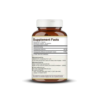 Ashwagandha KSM-66 Capsules-450mg | Lab Tested | Ashvagandha Tablet For Stress, Sleep Management & Anxiety Relief | Rejuvenates Mind & Body | 60 Veg aswagandha Capsules