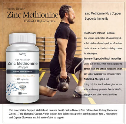 Vokin Biotech Zinc Methionine Plus Copper, Supports Immunity 90 Capsules