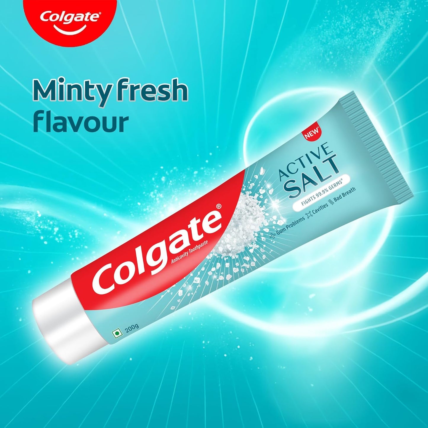 Colgate Active Salt Toothpaste, Daily Germ Protection, Pack Of 100G, Oral Care, Colgate Toothpaste With Salt And Mint, Healthy Gums & Teeth, Toothpaste That Fights Germs & Eliminates Bad Breath