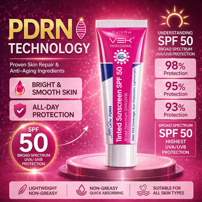 VSK Professionals PDRN Repair Tinted Sunscreen SPF 50+ | Broad Spectrum UVA/UVB Protection | Skin Repair Formula with Natural Tinted Coverage | Lightweight, Non-Greasy Daily Wear for Even, Glowing Skin Tone | 20g (Pack of 1)