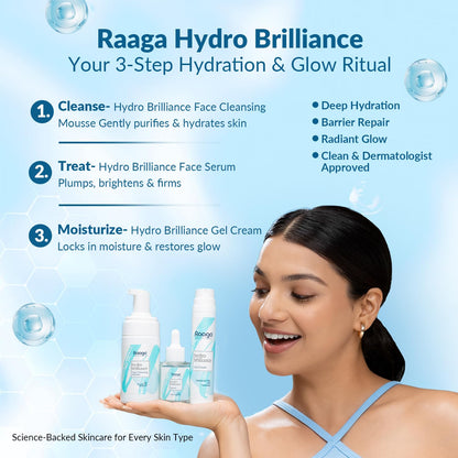 Raaga Professional Hydro Brilliance Gel Cream | Hyaluronic Filler with Ceramides | Paraben Free, Sulphate Free, Dermatologically Tested (55 ml)