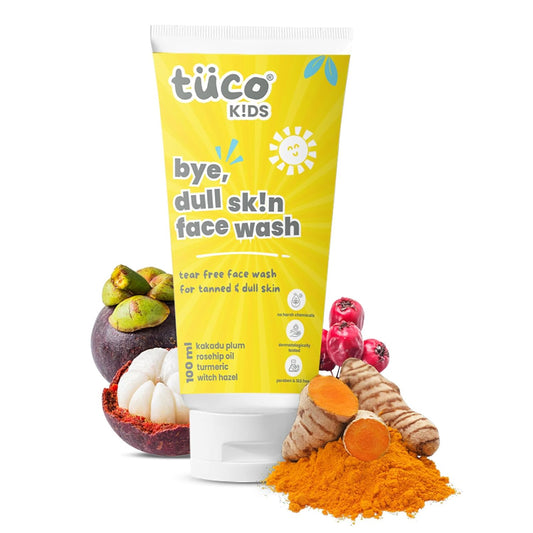 TucoÂ® Kids Face Wash | Perfect for Dull Skin | Infused with Turmeric, Kakadu Plum, Rosehip Oil, Safflower Oil, Witch Hazel | Ages 2-5, 4-10, 10-15, 5-10 Years | Paraben & Sulphate Free |100 ml (Pack of 1)