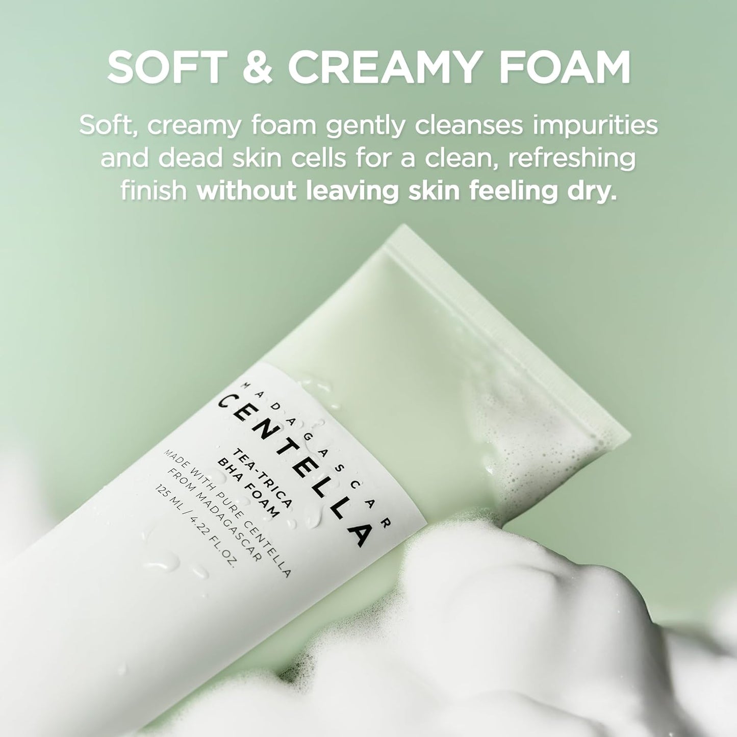 SKIN1004 Madagascar Centella Teaâ€‘Trica BHA Foam Cleanser | Gentle Exfoliating Face Wash, 125â€¯ml