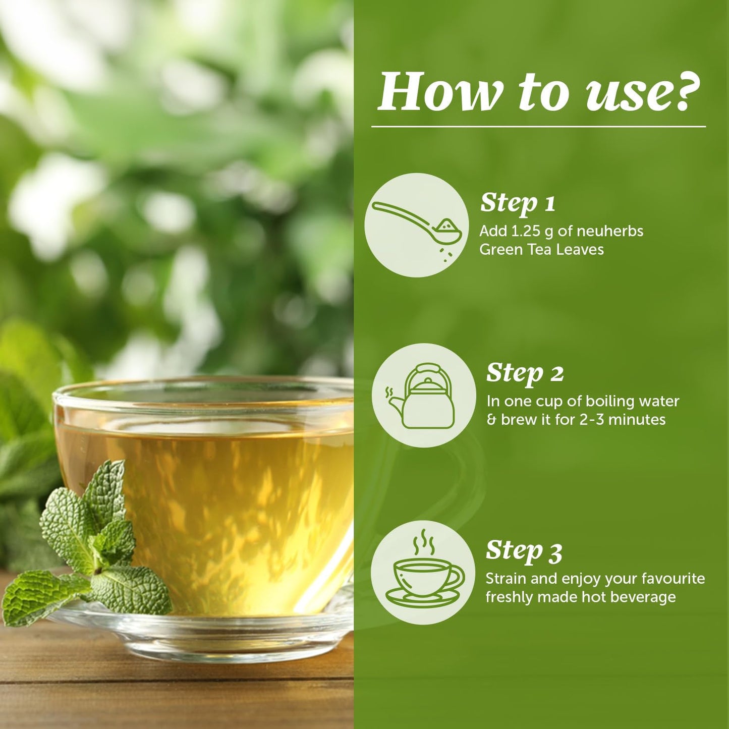 Neuherbs Green Tea (50g Pack of 1) For Weight Management & Boost Metabolism | 100% Clean & Natural Whole Leaves | Rich In Antioxidant | No Artificial Color & Flavor | Healthy & Refreshing