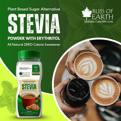 Bliss of Earth Stevia Powder, Organic Sugar Free Zero Calorie Sweetener Diabetic and Keto Friendly 99.8% Purity Vegetarian Gluten Free Quick Dissolve 200g Jar
