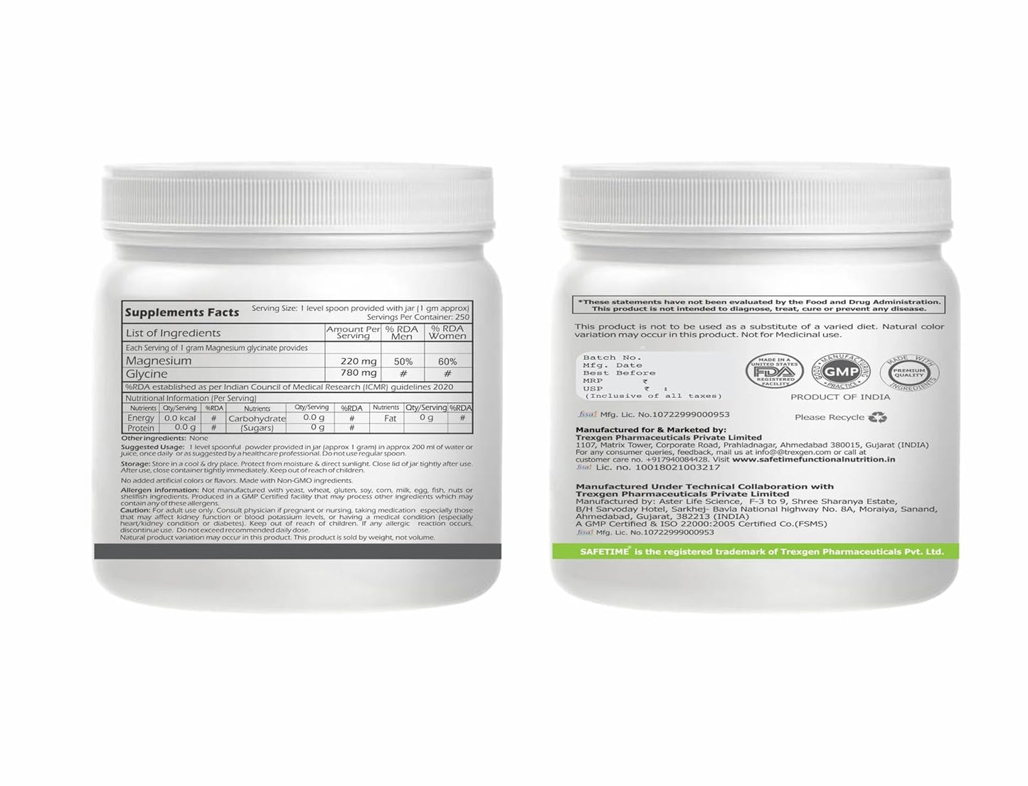 MagActiv MAGNESIUM GLYCINATE PURE POWDER 250 GRAM, 22% Magnesium 78% Glycine, Heart, Sleep, Bone,Metabolism, Migraine, Relaxation, Stress Support (250 gram) (Pack of 1)