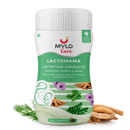 Mylo Lactomama Granules â€“ Lactation Supplement for breastfeeding with Shatavari to Increase Breast Milk (Elaichi Flavour - 300 g ) | With Herbs like Moringa, Sowa & 5 Others | 2 Scoops per Serving (Pack of 1, Elaichi)
