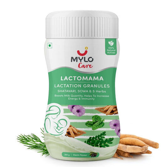 Mylo Lactomama Granules â€“ Lactation Supplement for breastfeeding with Shatavari to Increase Breast Milk (Elaichi Flavour - 300 g ) | With Herbs like Moringa, Sowa & 5 Others | 2 Scoops per Serving (Pack of 1, Elaichi)