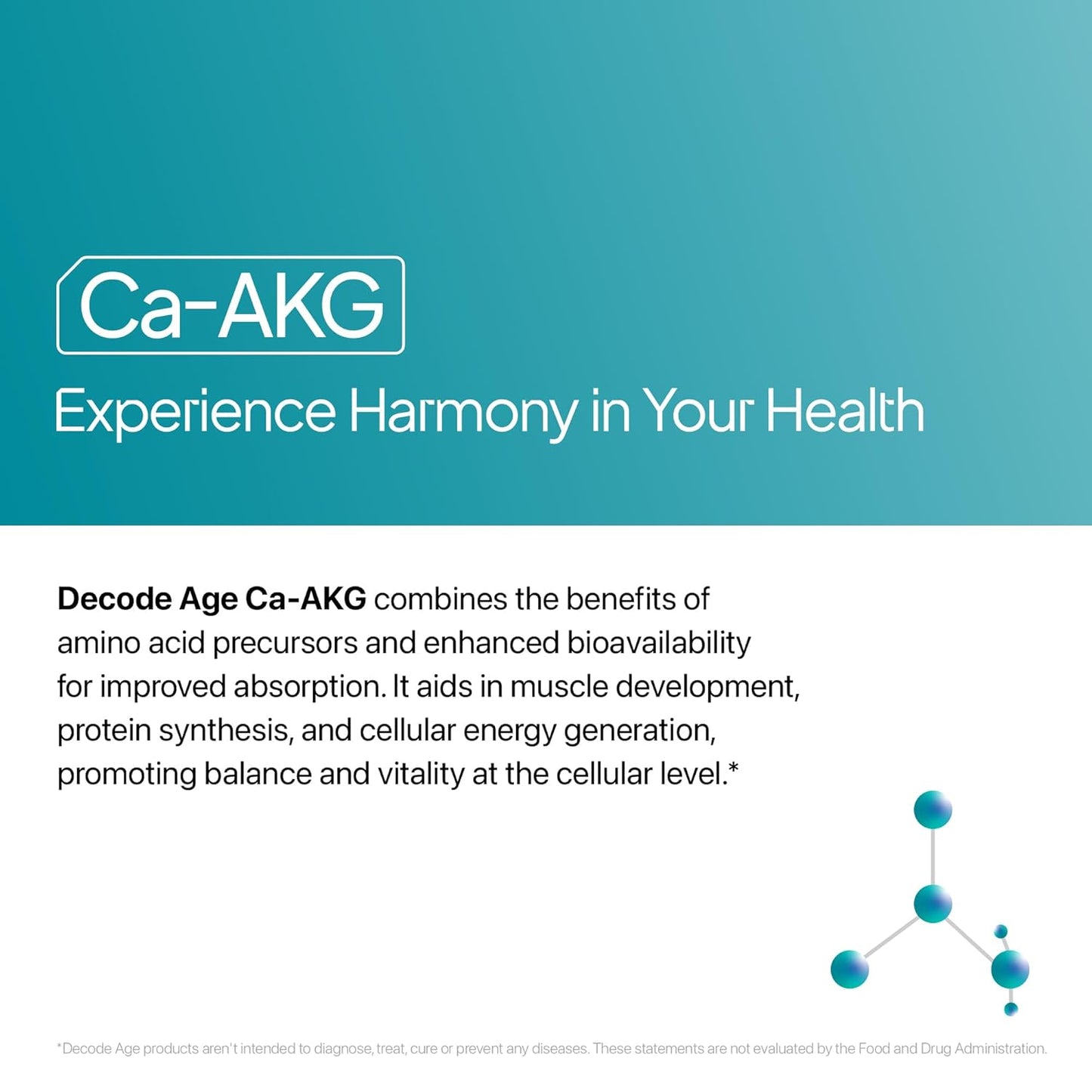 Decode Age Ca-AKG Supplement 500 mg â€“ 99.9% Pure, Highly Bioavailable Calcium Alpha-Ketoglutarate for Bone Strength, Energy & Muscle Recovery â€“ Clinically Tested, 30 Vegetarian Capsules