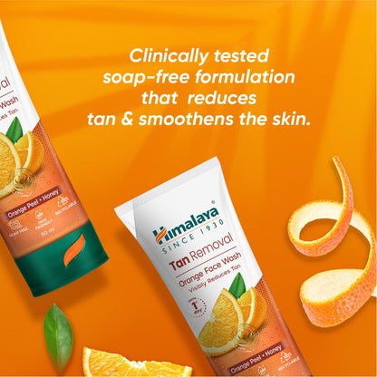 Himalaya Tan Removal Orange Face Wash | Deeply Cleanses & Reduces Tan | with Orange Peel, Papain & Honey | Exfoliates Dead Skin | Dermatologically Tested | For Men & Women | 50ml