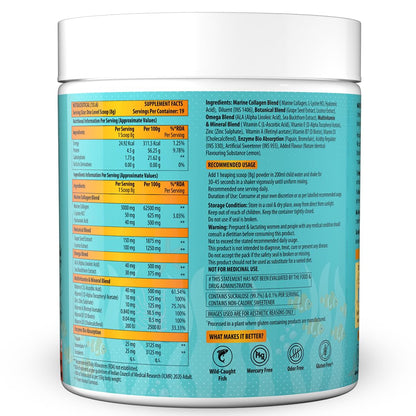 NATURYZ Marine Collagen Skin X5 for Women & Men | Premium Collagen Peptides | Power of 5 Blends | Hyaluronic acid, Biotin & Vitamin E | Supports Skin Radiance, Healthy Hair, Nails, Bone & Joints â€“ 150g(Lemon Flavour)
