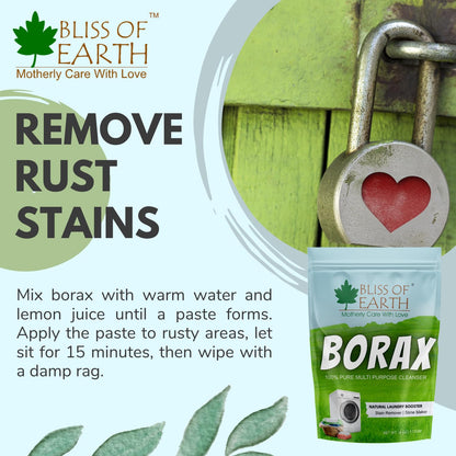 Bliss of Earth Borax Powder For Washing Cloths, Slime Maker, Cleaning & Stain Remover, Ants Killer, 100% Pure Sodium Borate Powder 113GM