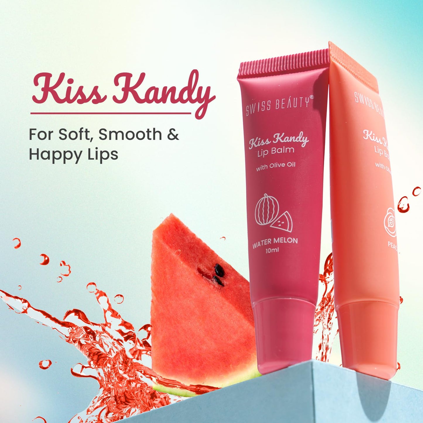 Swiss Beauty Kiss Kandy Tinted Lip Balm | Moisturising Non-Sticky Formula with Olive Oil & Vitamin E | Soft, Smooth & Hydrated Lips All Day | Cherry, 10ml
