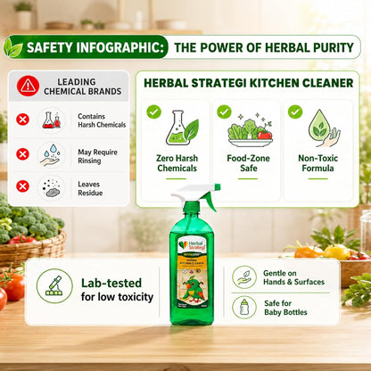 Herbal Strategi Kitchen Cleaner Spray Khanewala Clean – Food-Safe & Non-Toxic | Everyday kitchen cleaner | Safe for Organic Kitchens, Baby High-Chairs & Countertops | No Harsh Chemical Residue