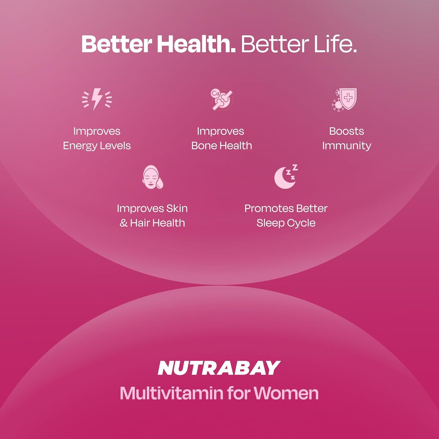 Nutrabay Pro Active Multivitamin for Women â€“ Effective Doses of Iron, Vitamin A, B5, B6, C, D, E & K and Minerals â€“ Immunity, Hair, Skin & Bone Support â€“ 60 Tablets | 100% RDA Dosage | Purity Tested
