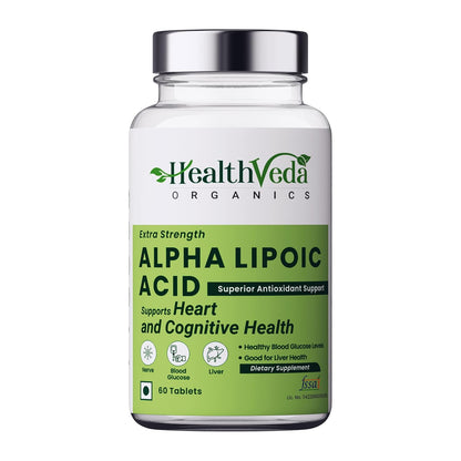HEALTH VEDA ORGANICS PRIVATE LIMITED Alpha Lipoic Acid 300Mg | 60 Veg Tablets | Boosts Liver Function, Maintains Healthy Blood Sugar, Antioxidant Support | For Both Men & Women