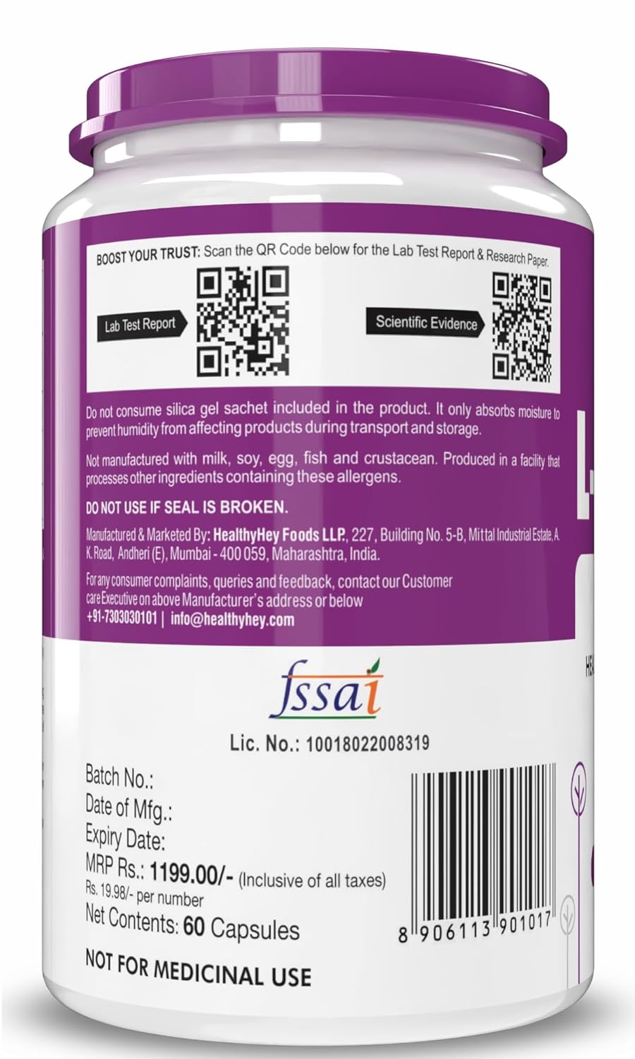 HealthyHey Nutrition L-Leucine 60 Capsules