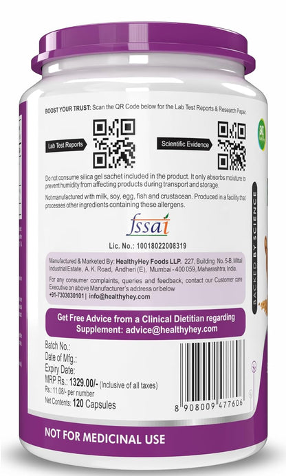 HealthyHey Nutrition Fenugreek Seed Extract Supplement Veg-Capsule, 120 Count (Pack of 1)