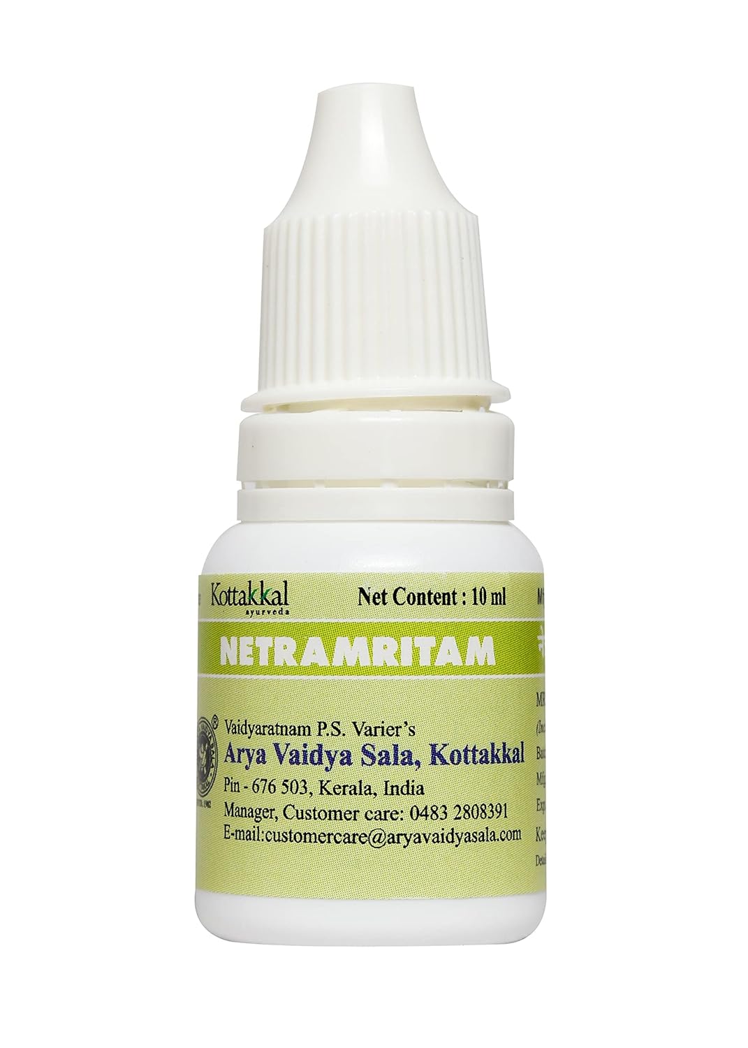 Kottakkal ayurvedaÂ® Netramritam - 10 ml, Liquid Eye Drops For Healthy Eyes, With Natural Ingredients