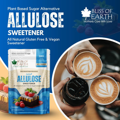 Bliss of Earth Allulose Sweetener 100gm Zero Calorie Keto Sweetener | Natural Sugar Substitute | Zero Glycemic Allulose Powder | Non-GMO, Vegan | Ideal for Baking & Beverages