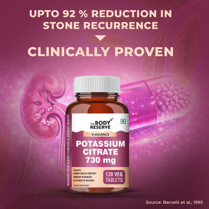The Body Reserve Potassium Citrate Tablets-120, Potassium supplements for healthy kidney function pH Balance Boosts Electrolyte Levels for Hydration & wellness