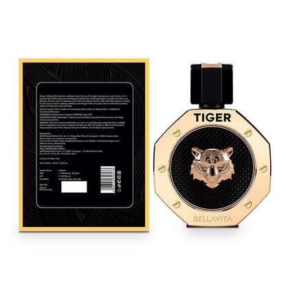 BELLAVITA TIGER | Long Lasting EDP 100ml Perfume for Man | with Bergamot, Pink Pepper, Patchouli, Lavender, Agarwood & Oud | Woody Premium Fragrance for Men