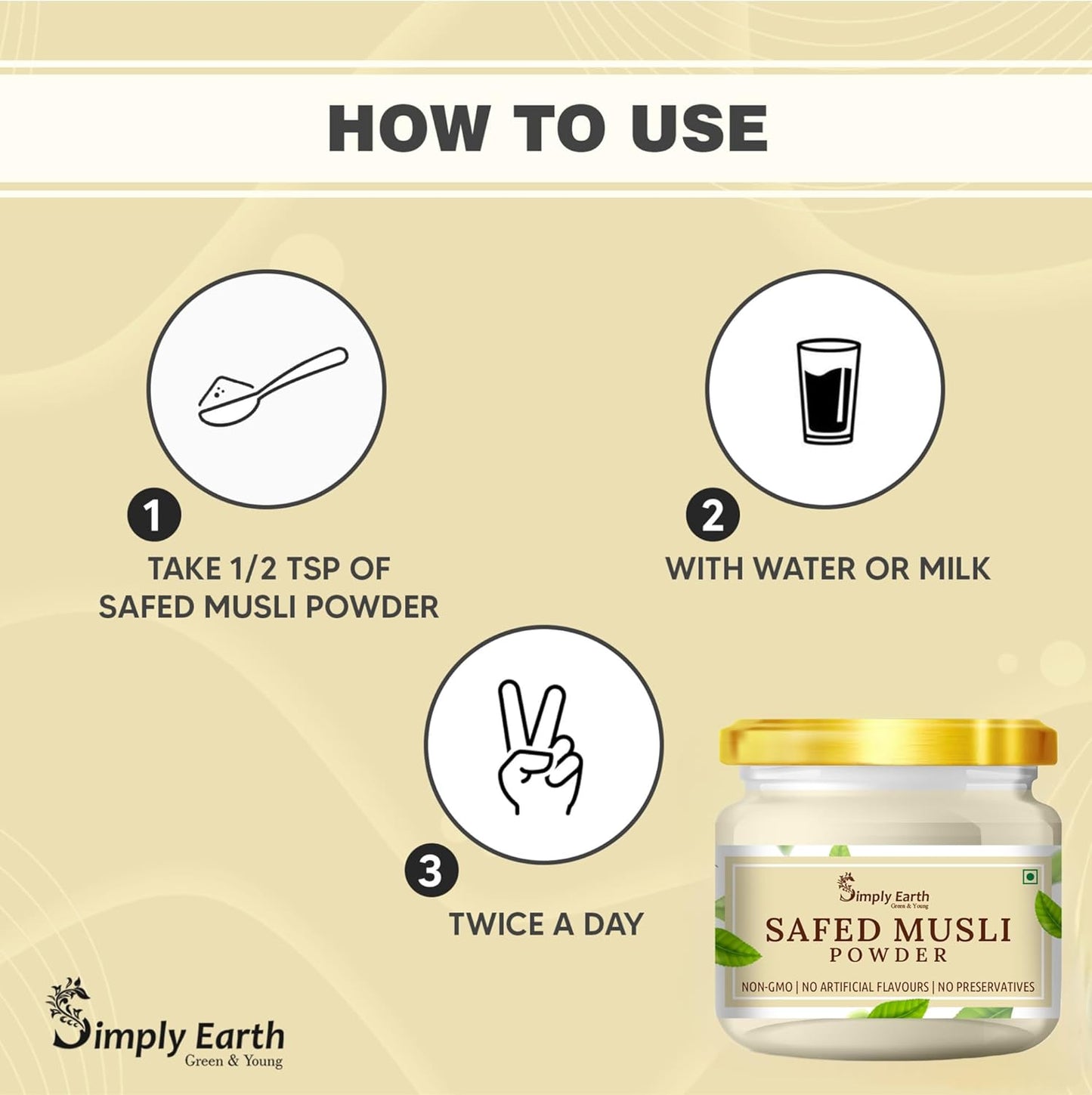 Simply Earth Strength Combo: 100g Organic Safed Musli Root Powder + 100g Panax Ginseng Powder - Pure Herbal Extract for Stamina, Muscle Recovery and Cognitive Health