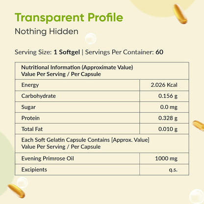 AMBROSIAL Evening Primrose Oil (EPO) 1000mg | 60 Capsules | Rich Source of Omega 6 & GLA | Non-GMO, Gluten Free | No Artificial Preservatives (Pack of 1-60 Softgels)
