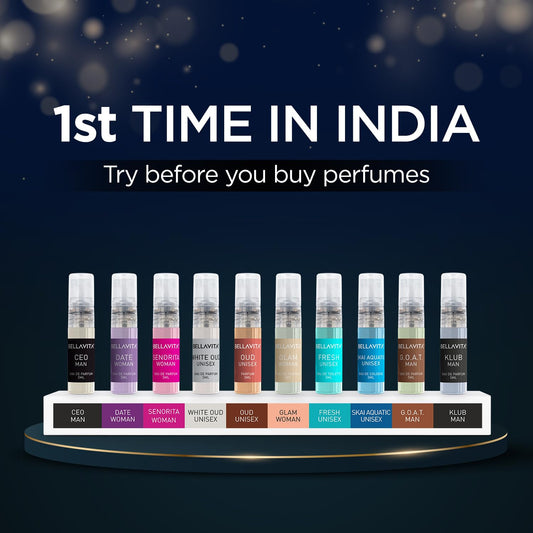 Bella Vita Luxury | Trial Pack Of 10x5ml Long Lasting Pocket Perfume for Man and Woman | Mix Of EDP, EDT & EDC Sweet, Floral, Woody, Musky & Spicy Fragrance
