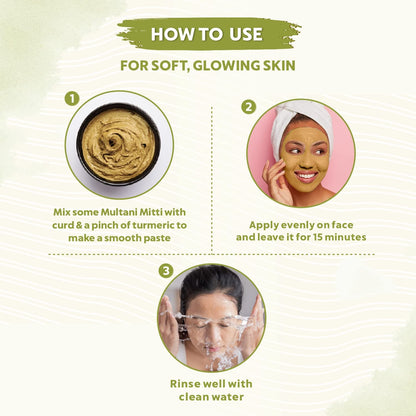 INDUS VALLEY BIO Organic Multani Mitti Powder | Healing Clay | Bentonite Clay- 300gm+50gm