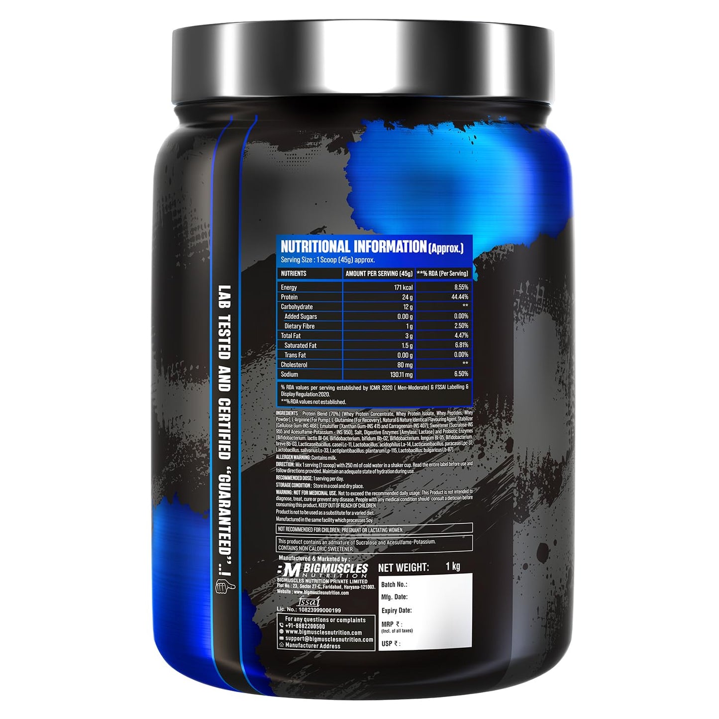 Bigmuscles Nutrition Prime Protein [1kg] | Whey Protein Isolate & Concentrate | With Digestive Enzymes, Probiotic Enzymes | 24g Protein, 10g EAA [Rich Chocolate]