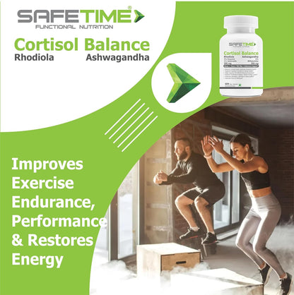 CORTISOL BALANCE Bioactive Rhodiola & Ashwagandha Stress, Focus, Energy VO2 Max (60 Veg Capsules) (Pack of 1)