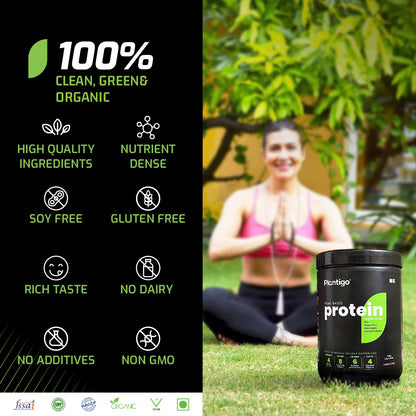 Plantigo Clean Plant Protein Powder | No Preservatives, No Banned Substances | Super Protein Blend - Pea, Brown Rice | Vegan Green Protein For Men, Women (Swiss Chocolate - 36g Travel Pouch | Sachet)