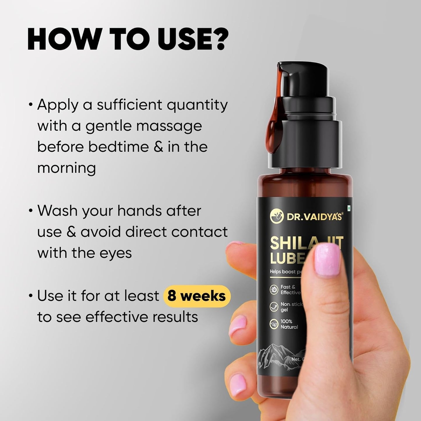 Dr. Vaidyaâ€™s Shilajit Lube Gel | First Ever Shilajit Infused Lube Gel | Enhances Performance & Stamina | Mess free | 100% Pure Himalayan Shilajit, Jaiphal & Cinnamon Oil, Ashwagandha | 50g
