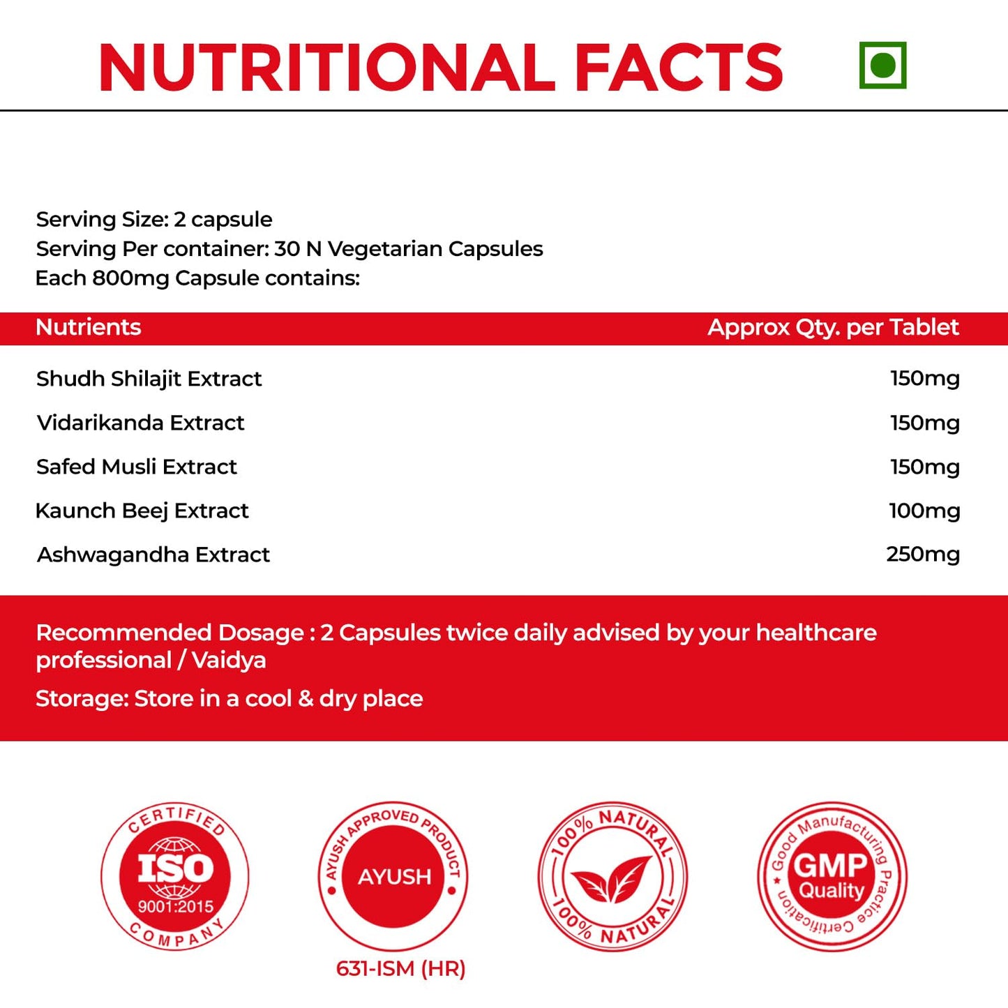 Herbalmax ManCare Pro Capsules â€“ 800mg | With Safed Musli, Shilajit, Ashwagandha, Vaidarikandra & Kaunch Beej Extract | Supports Muscle Strength, Stamina & Physical Performance â€“ 30 Capsules