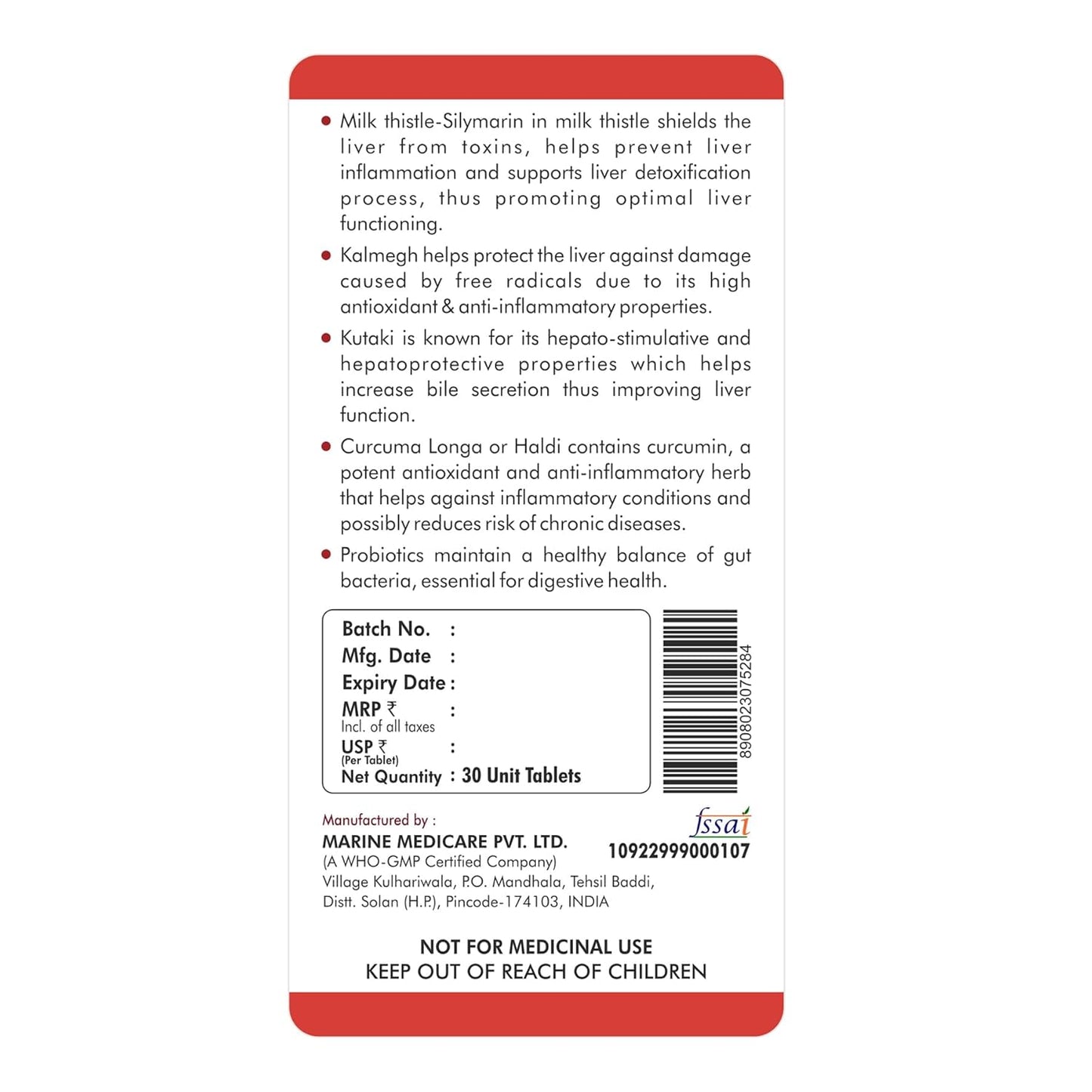 Fytika Fit Liver - 30 Tablets | Liver Detox Supplement | Liver Detox with Milk Thistle, Kalmegh, Kutaki, Kasani, Haldi | For Men & Women