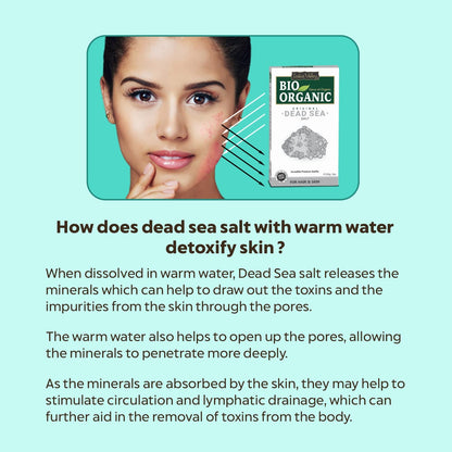 INDUS VALLEY Bio Organic 100% Natural Dead Sea Salt for Skin Healing, Detoxifies Skin, Stimulate Hair Growth and Hydration (250g)