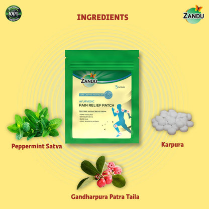 Zandu Ayurvedic Pain Relief Patch (Pack of 5 Patches) - A Specially Designed Pain Patch for Reducing Joint & Muscular Pain | Helps Provides Relief From Pain Associated with Osteoarthritis & Back Pain