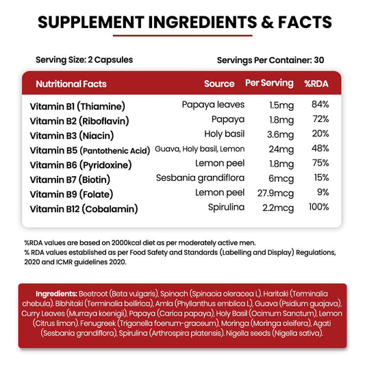 Vladoâ€™s Himalayan Organics Plant-Based Vitamin B12 with B-Complex & Moringa | Energy, Nerve & Brain Support | 60 Veg Capsules