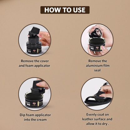 Cherry Blossom Shoe Cream with Built-in Applicator | Premium Leather Care | Rejuvenates Faded Color | Polishes In 30 Secs | 10X More Shine| Mess Free (Black, 48 gm)