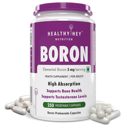 HealthyHey Nutrition Boron Advanced Chelated - 250 Veggie Capsules - Gluten Free, Non-GMO