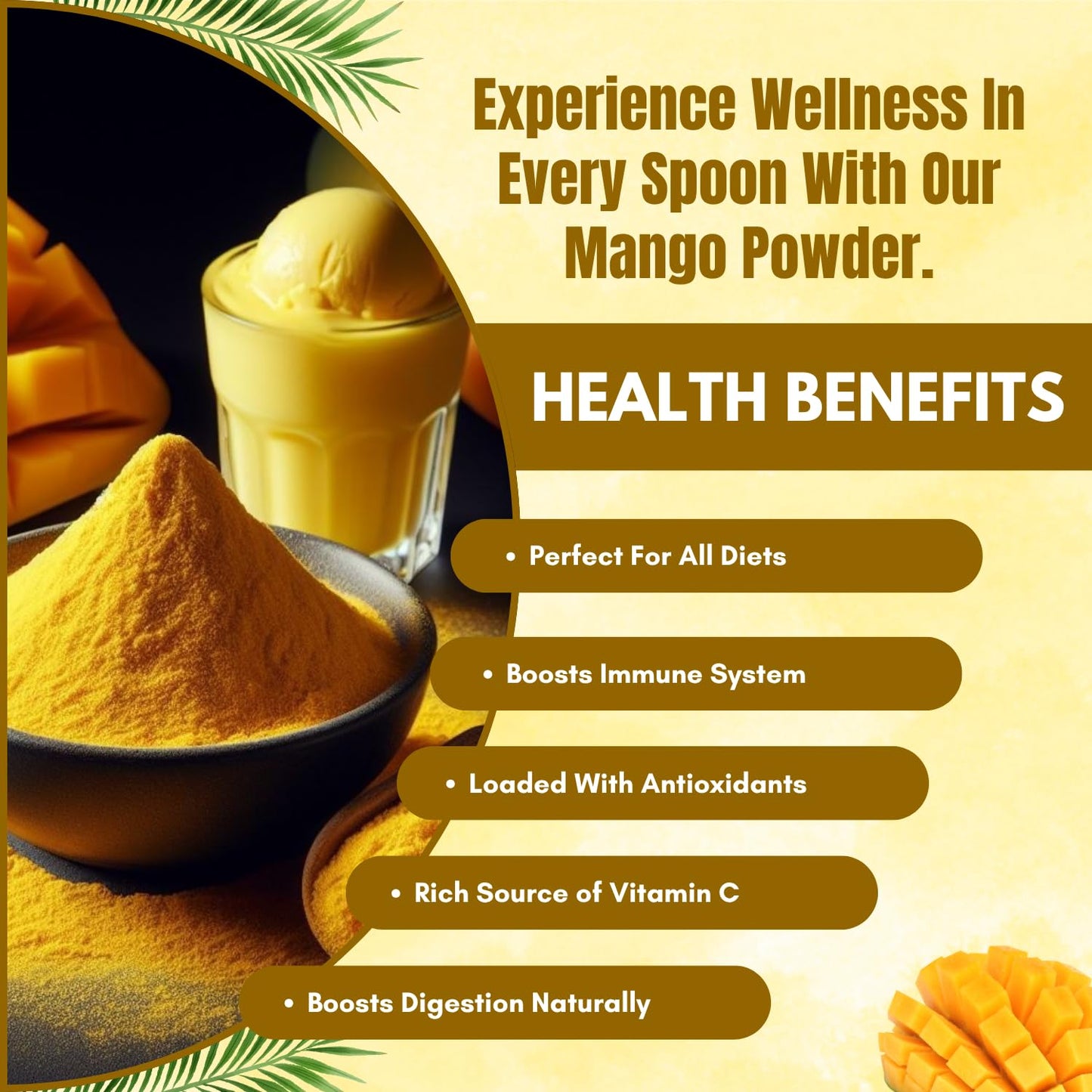 Bliss of Earth 200gm Mango Powder Natural Spray Dried king of fruits Vitamin A,C,K Rich for Smoothie,Shake,juice, cake and ice cream