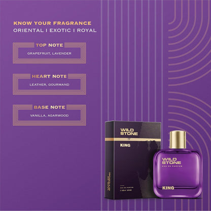 Wild Stone King Perfume for Men, 100ml| Luxury Eau De Parfum | Long-Lasting Fragrance | Best Gift for Him l Premium Perfume for Men l Infused with Woody & Oriental Notes