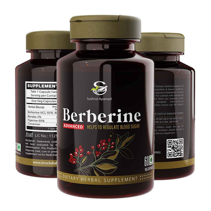 Berberine Advanced 500mg Capsules for Glucose Balance, Optimal Metabolism & Weight Management â€“ Plant-Based Formula with Banaba, Piperine & Cinnamon Extracts [Vegan Friendly] (Pack of 1 - 60 Capsules Each)