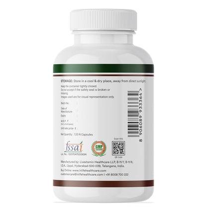 INLIFE Plant Based Vitamin B12 Supplements for Men & Women | Supports Nerve Health & Brain Health | Superfood Formula | B12 from Spirulina Extract - 120 Vegetarian Capsules (Pack of 1, 120)