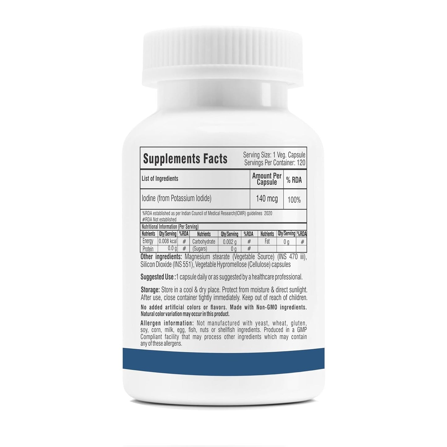 Trexgenics Iodine 140 mcg from Potassium Iodide Multi-Action Mineral for Thyroid Function, Metabolism, Immunity (120 Veg. Capsules)